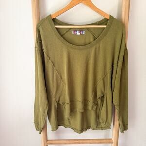 Urban Outfitters Olive Green Raw Hem Oversized Sweater Top Size Small
